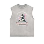 Stone Wash Streetwear Pattern Tank Top