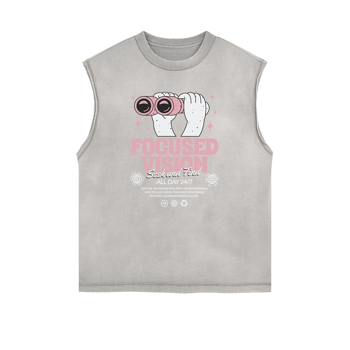 Stone Wash Streetwear Pattern Tank Top