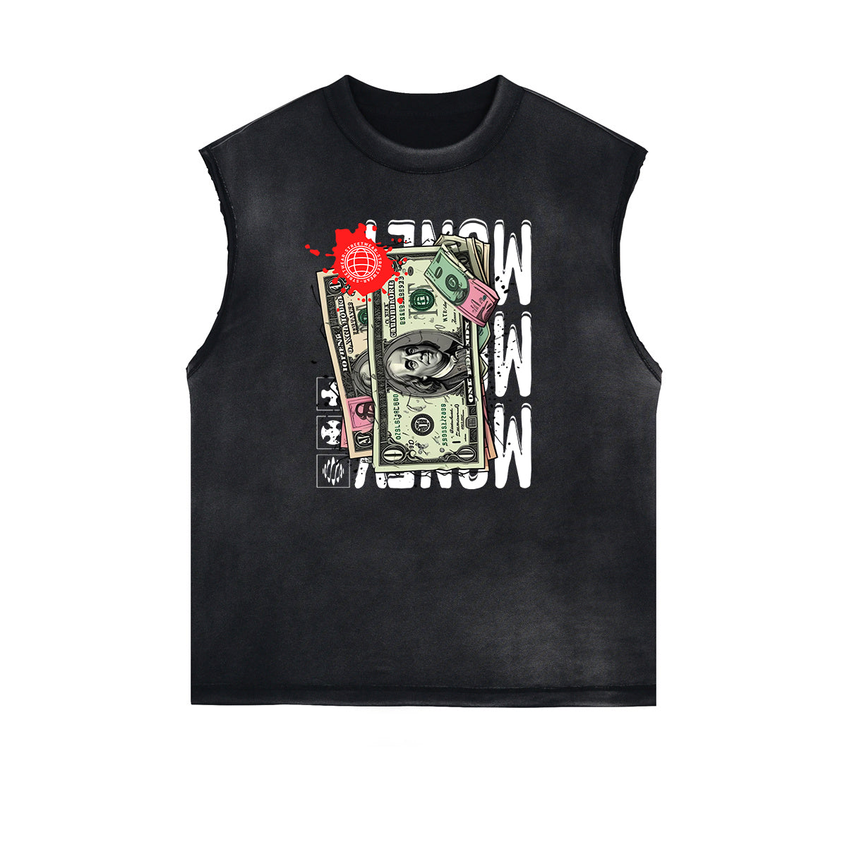 Sleeveless Black Streetwear Inspired Graphic Tee