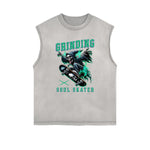 Stone Wash Streetwear Pattern Tank Top