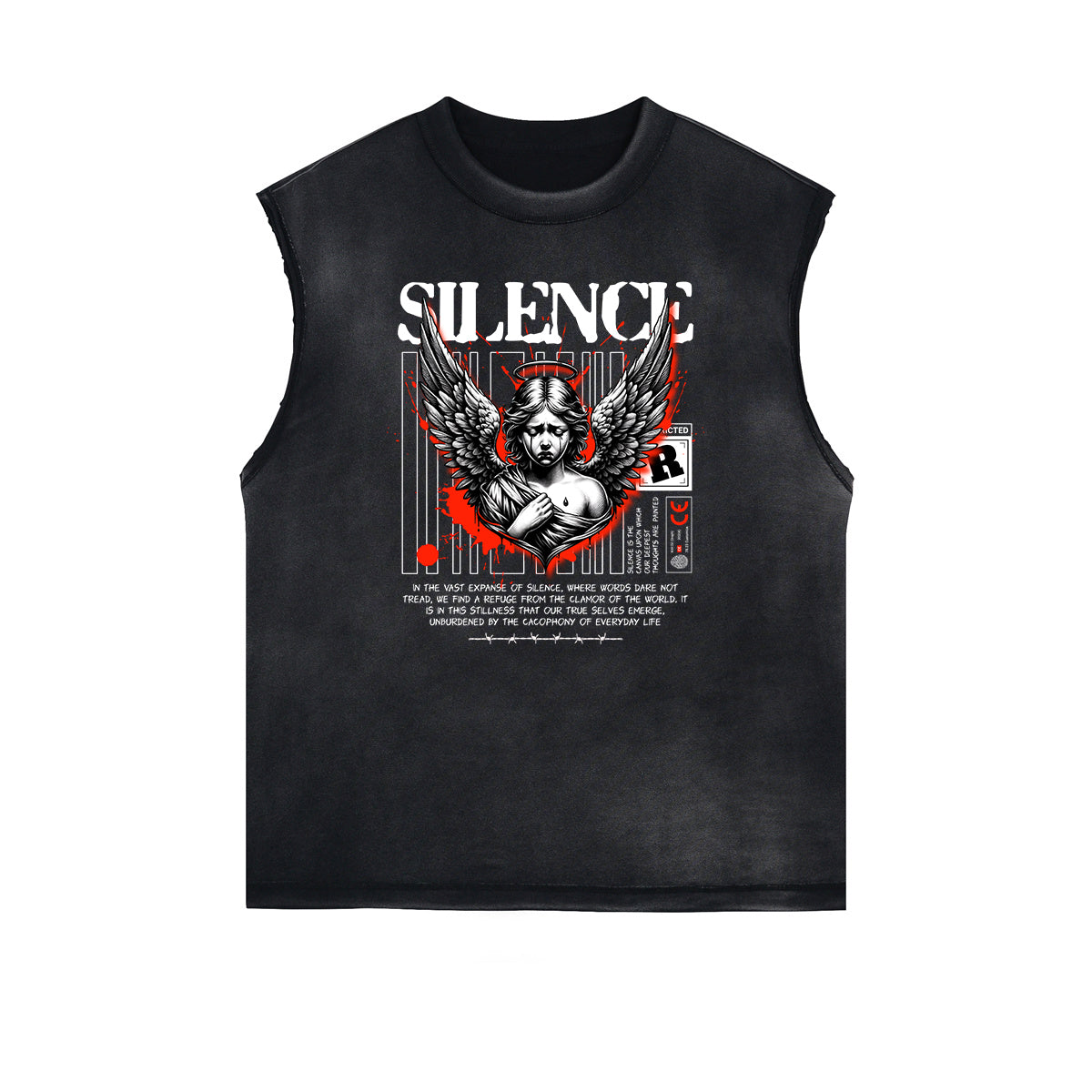 Sleeveless Black Streetwear Inspired Graphic Tee