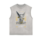 Stone Wash Streetwear Pattern Tank Top