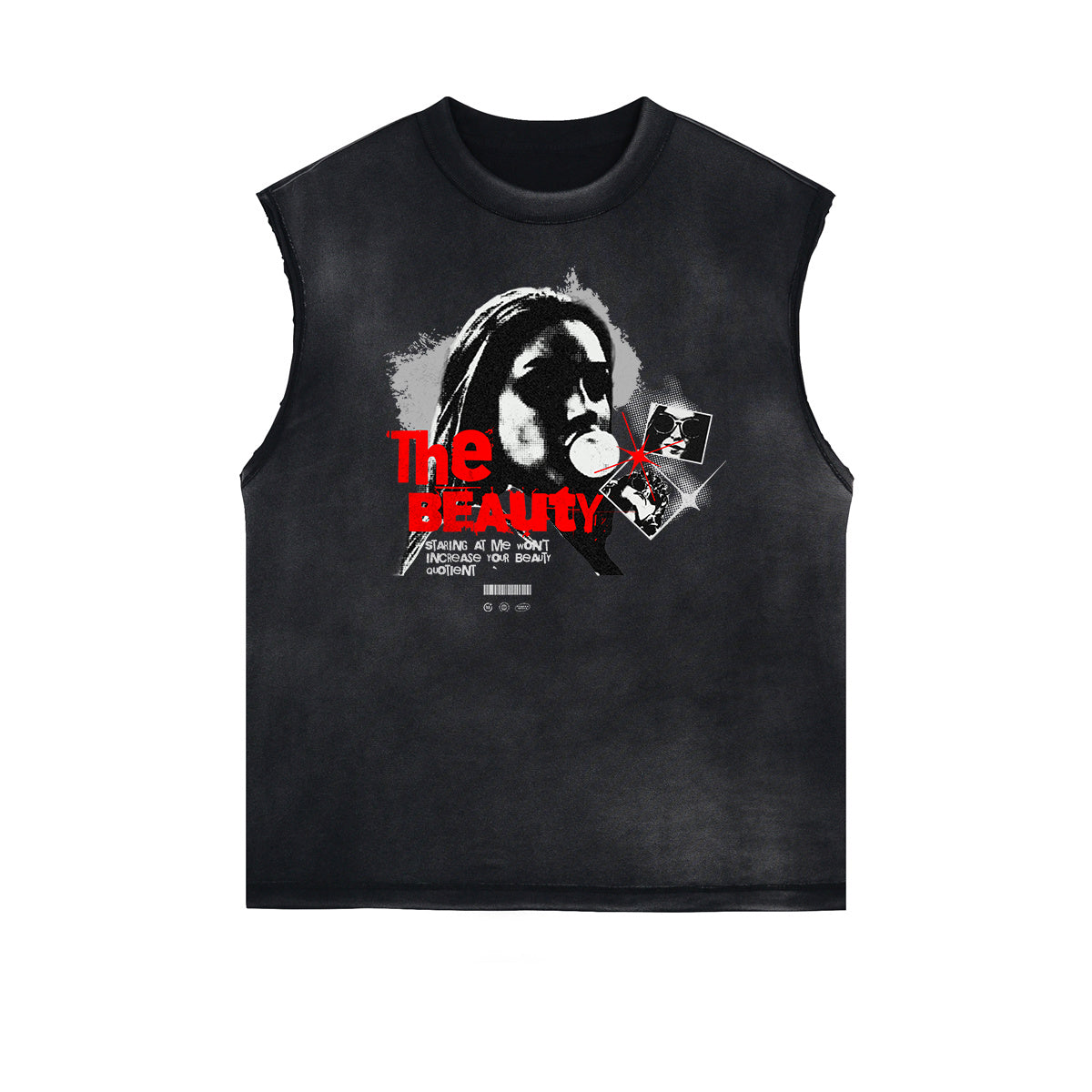 Sleeveless Streetwear Graphic Thick T Shirt