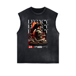 Sleeveless Streetwear Graphic Thick T Shirt