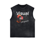 Sleeveless Streetwear Graphic Thick T Shirt