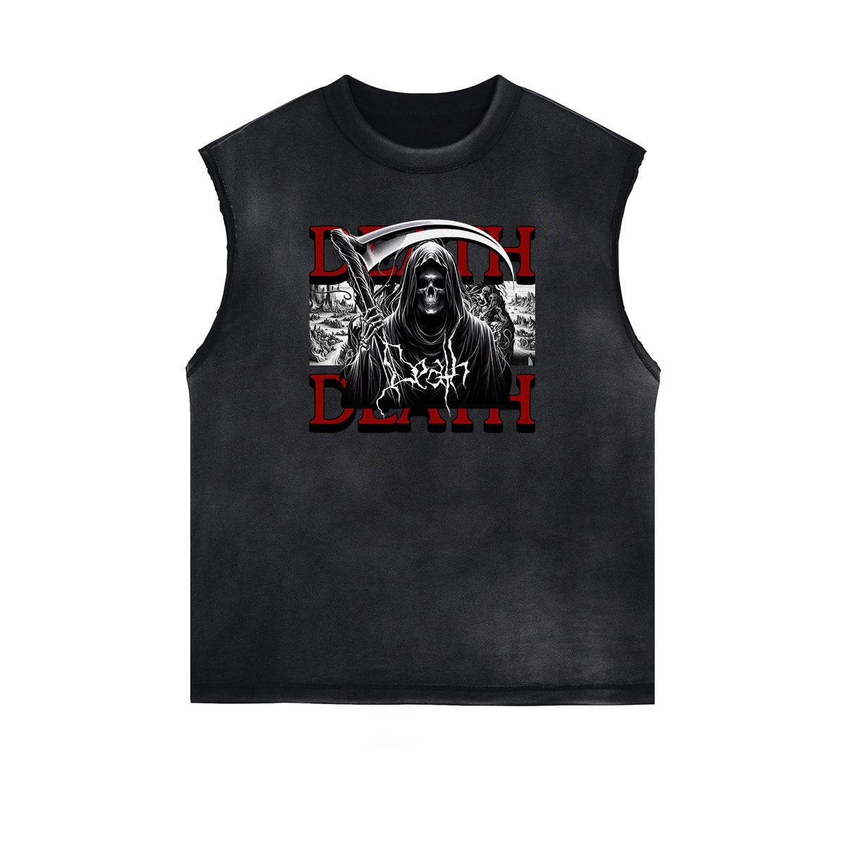 Sleeveless Streetwear Graphic Thick T Shirt