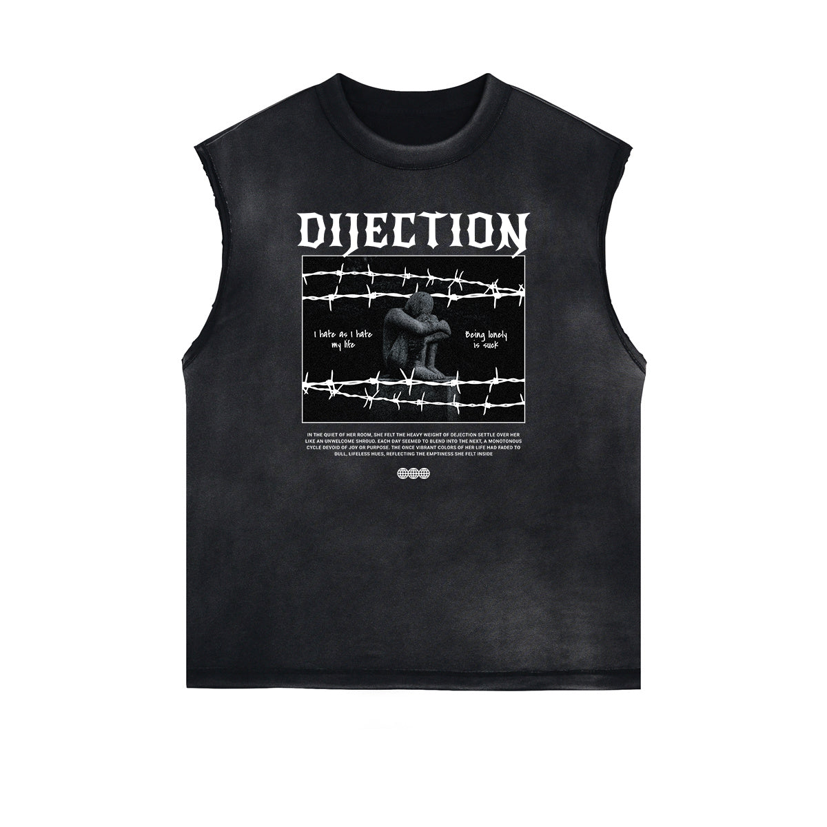 Sleeveless Streetwear Graphic Thick T Shirt