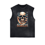 Sleeveless Streetwear Graphic Thick T Shirt