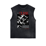 Sleeveless Streetwear Graphic Thick T Shirt