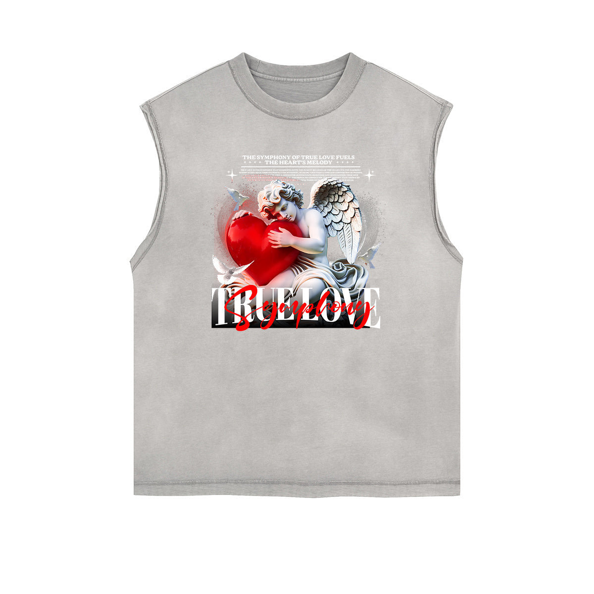 Sleeveless Stone Wash Cupid Statues Graphic Tee