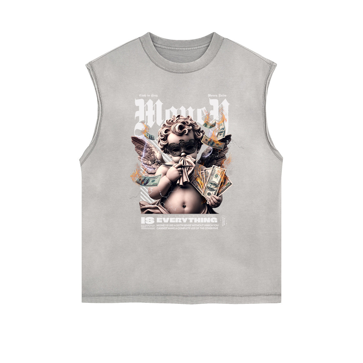 Sleeveless Stone Wash Cupid Statues Graphic Tee