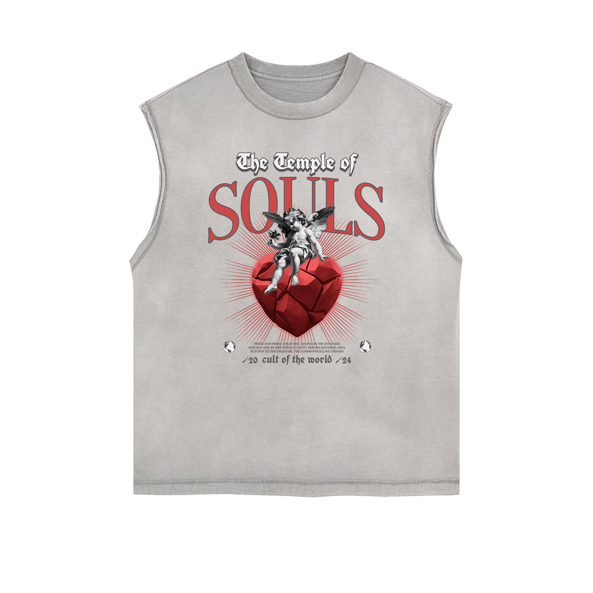 Sleeveless Stone Wash Cupid Statues Graphic Tee