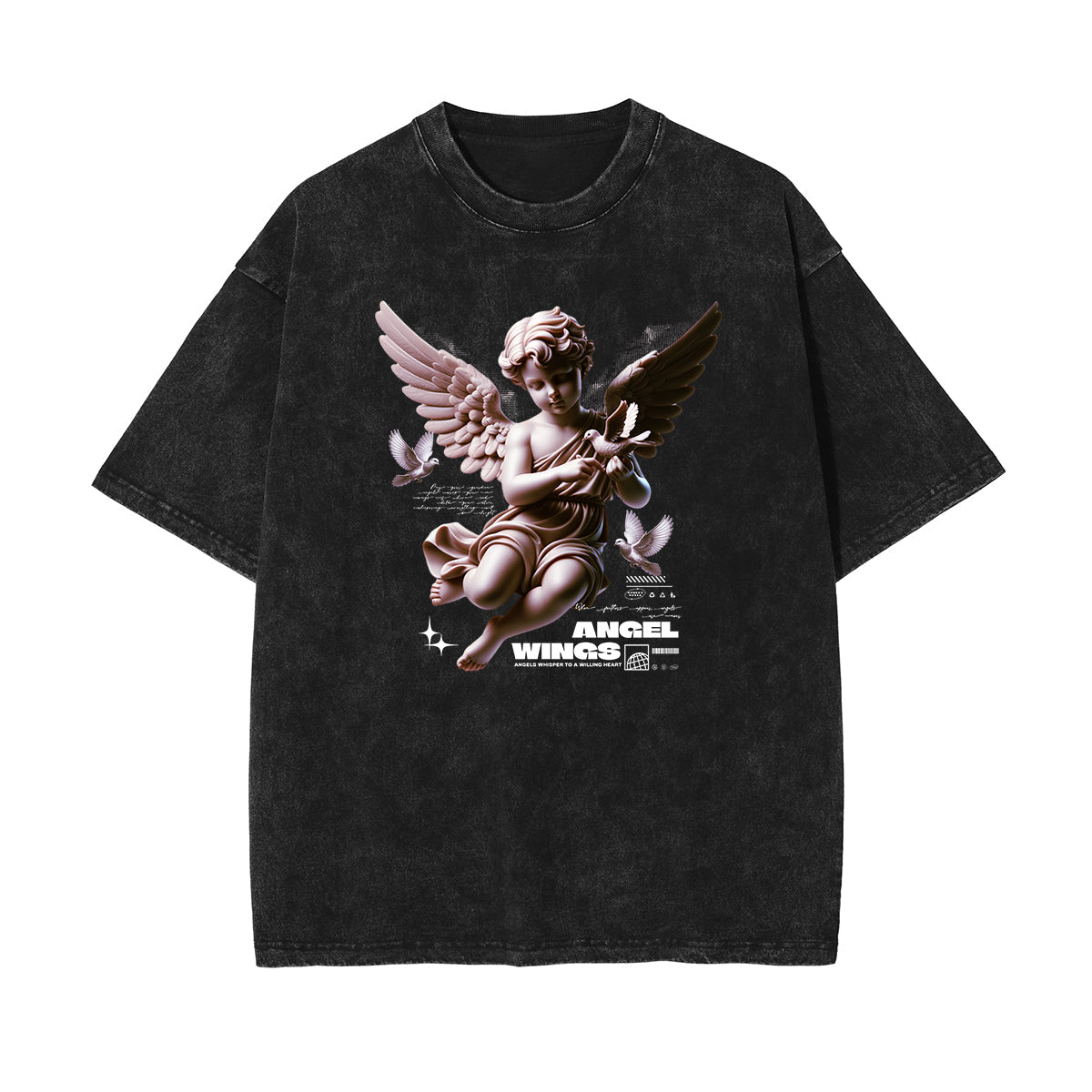 Stone Wash Cupid Statues Graphic Tee