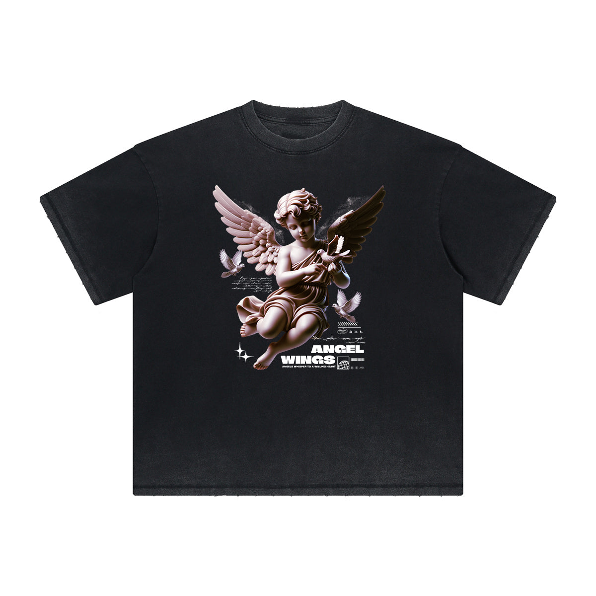 Faded Cupid Statues Pattern Tee