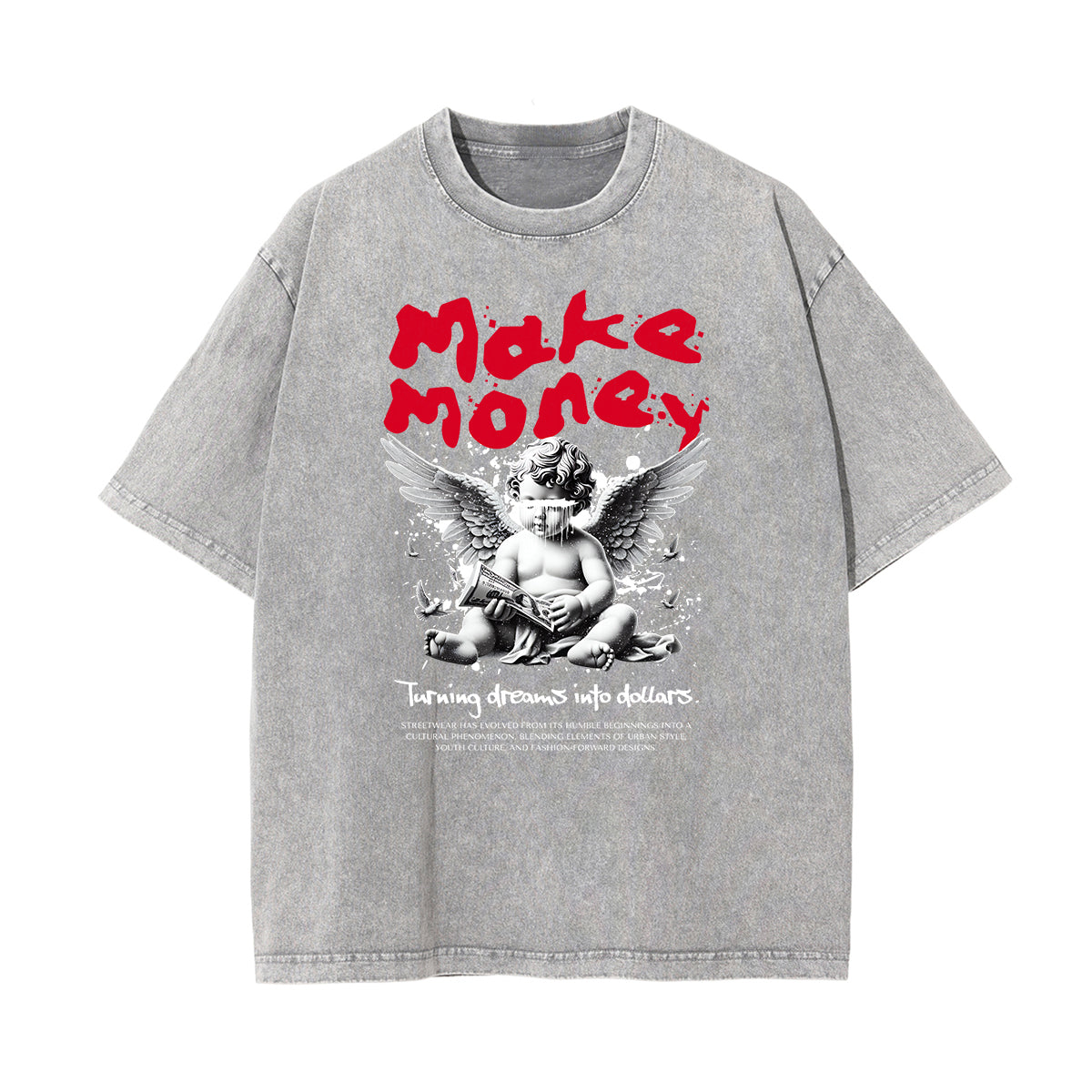 Washed Faded Cupid Statues Graphic Tee