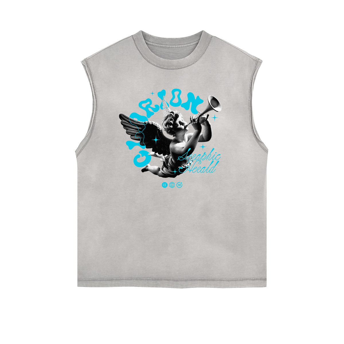 Sleeveless Stone Wash Cupid Statues Graphic Tee