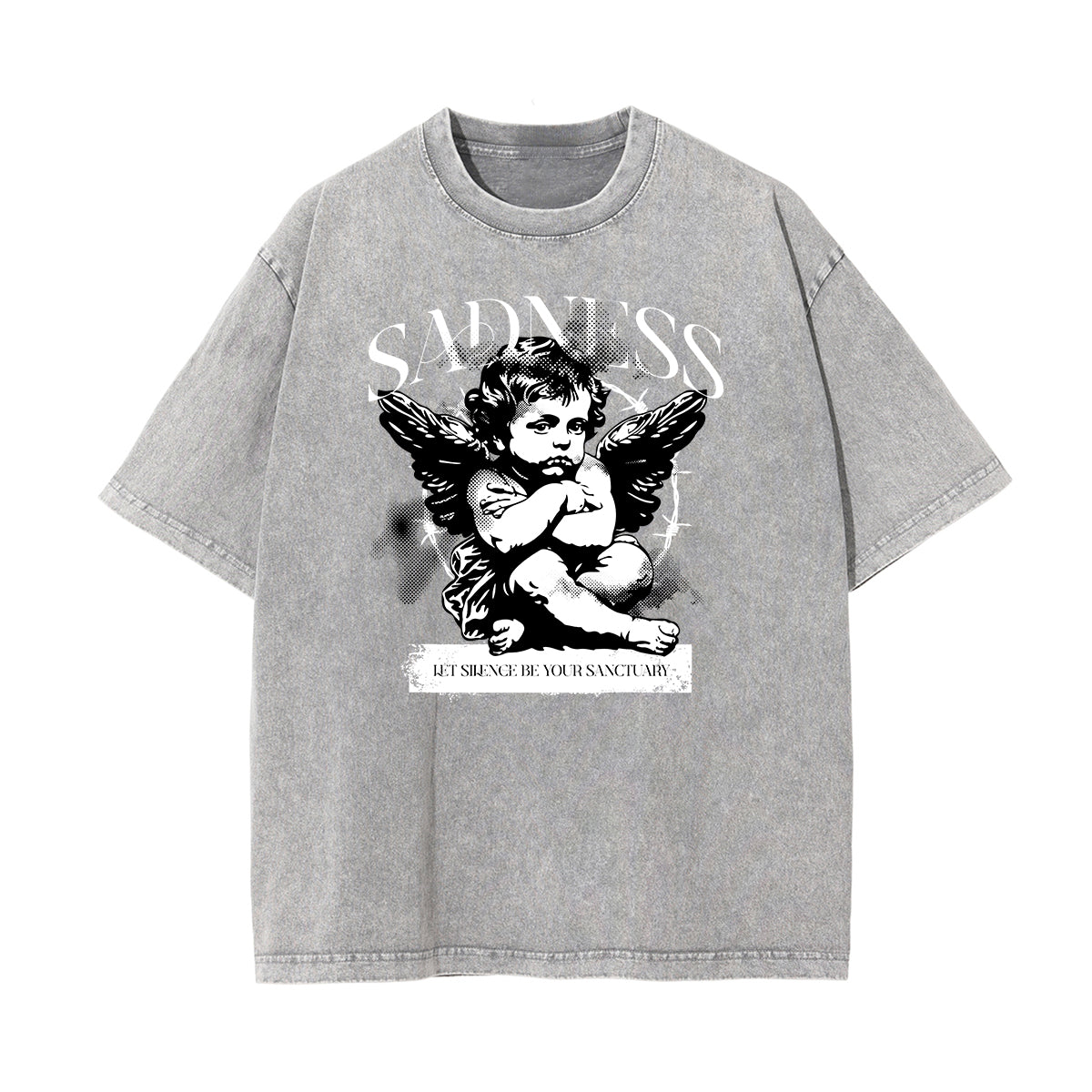 Washed Faded Cupid Statues Graphic Tee