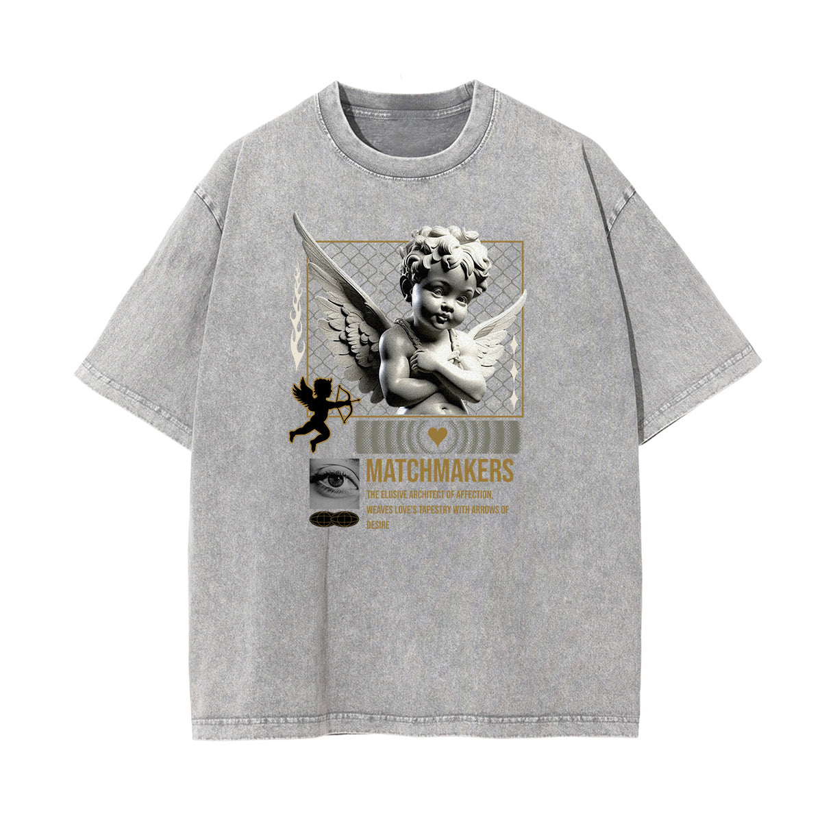 Washed Faded Cupid Statues Graphic Tee