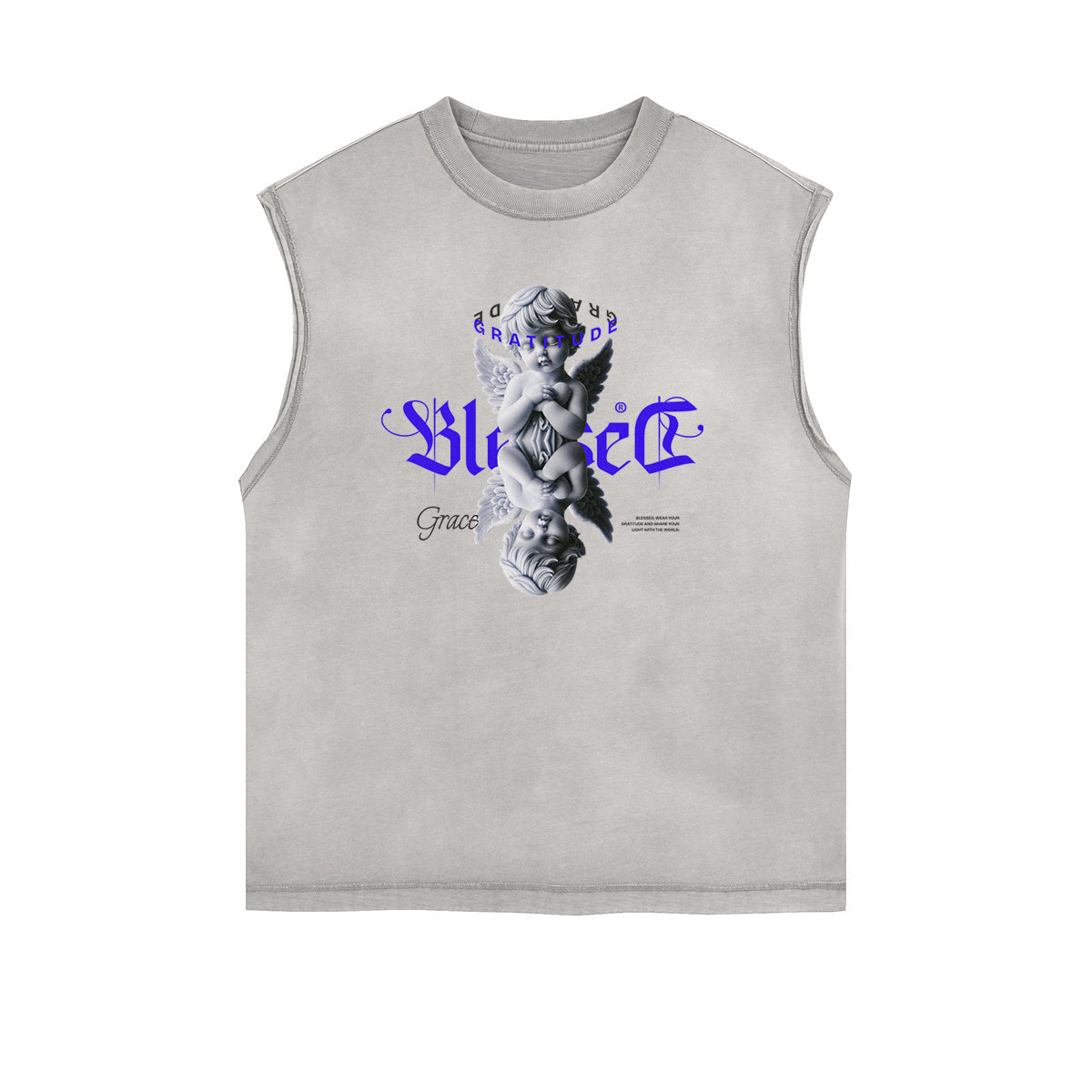 Sleeveless Stone Wash Cupid Statues Graphic Tee