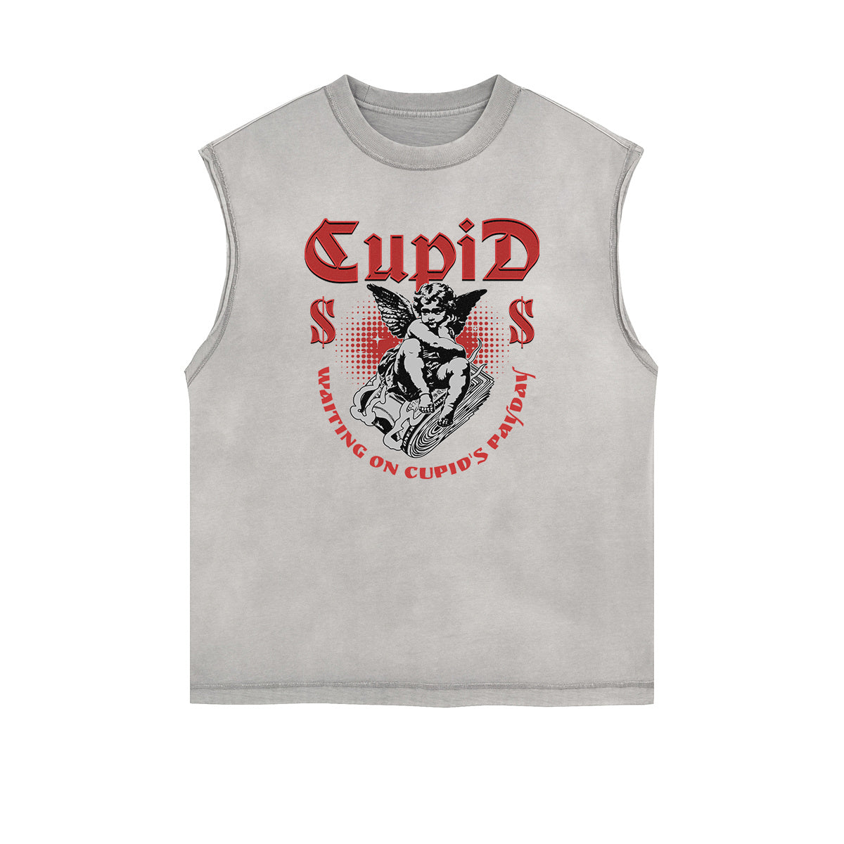 Sleeveless Stone Wash Cupid Statues Graphic Tee