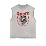 Sleeveless Stone Wash Cupid Statues Graphic Tee