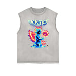 Sleeveless Stone Wash Cupid Statues Graphic Tee