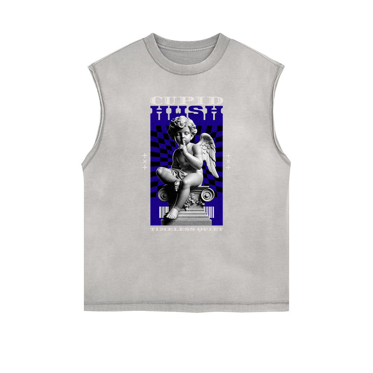 Sleeveless Stone Wash Cupid Statues Graphic Tee