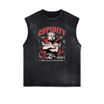 Sleeveless Cupid Streetwear Graphic T Shirt