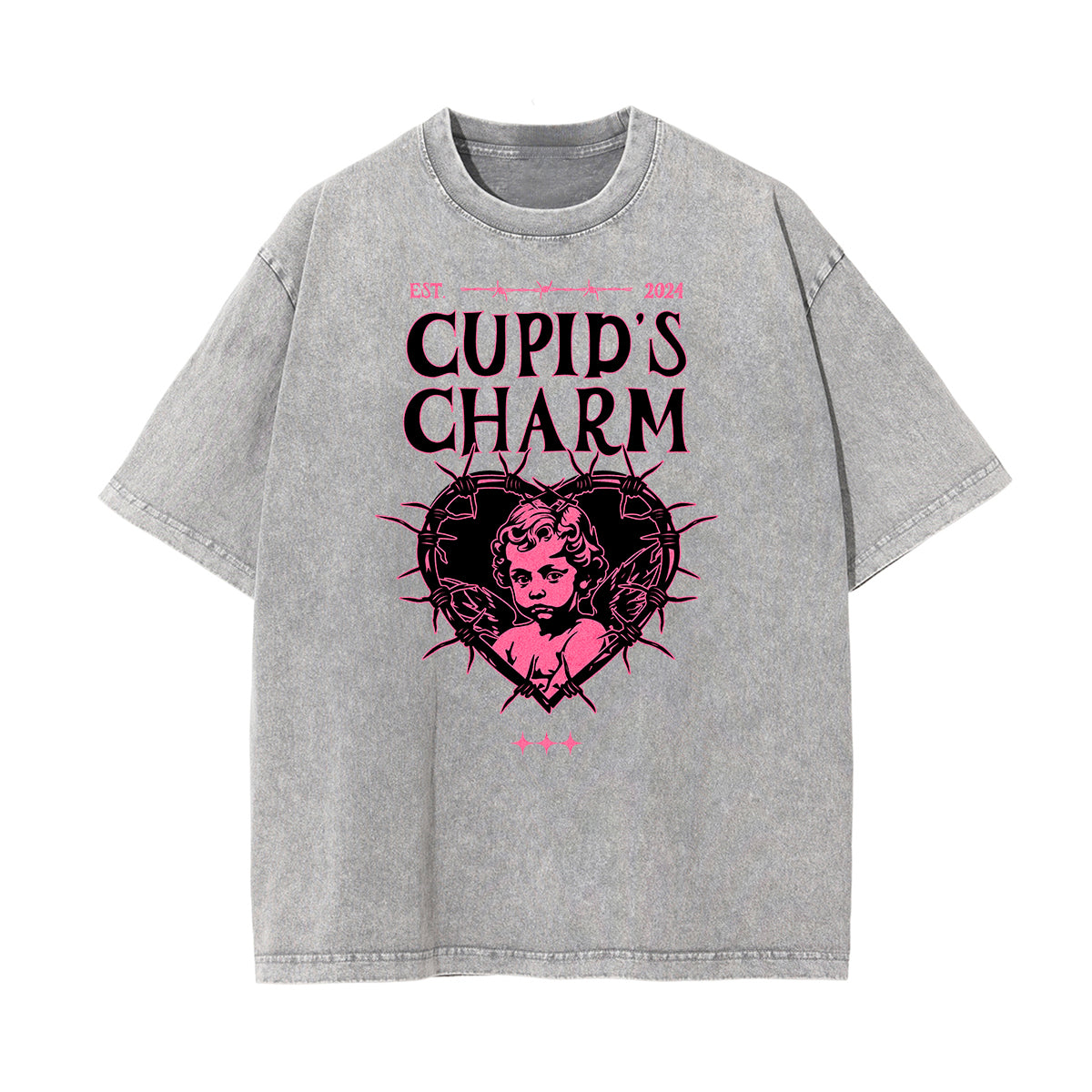 Washed Thick Cupid Pattern Tee