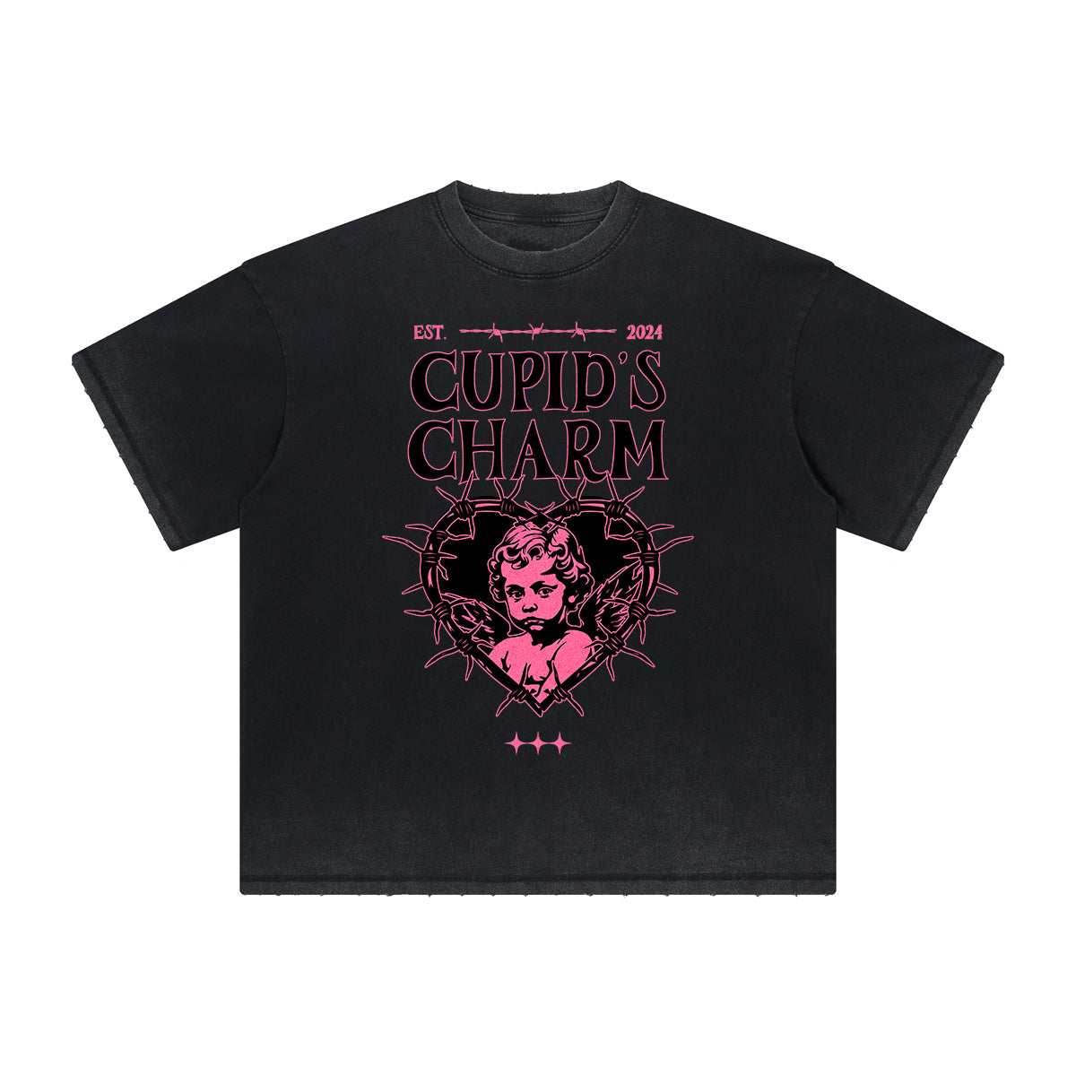 Heavyweight Washed Thick Cupid Pattern Tee