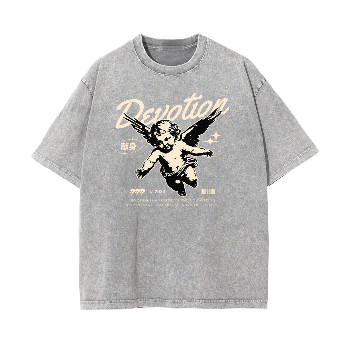 Washed Thick Cupid Pattern Tee