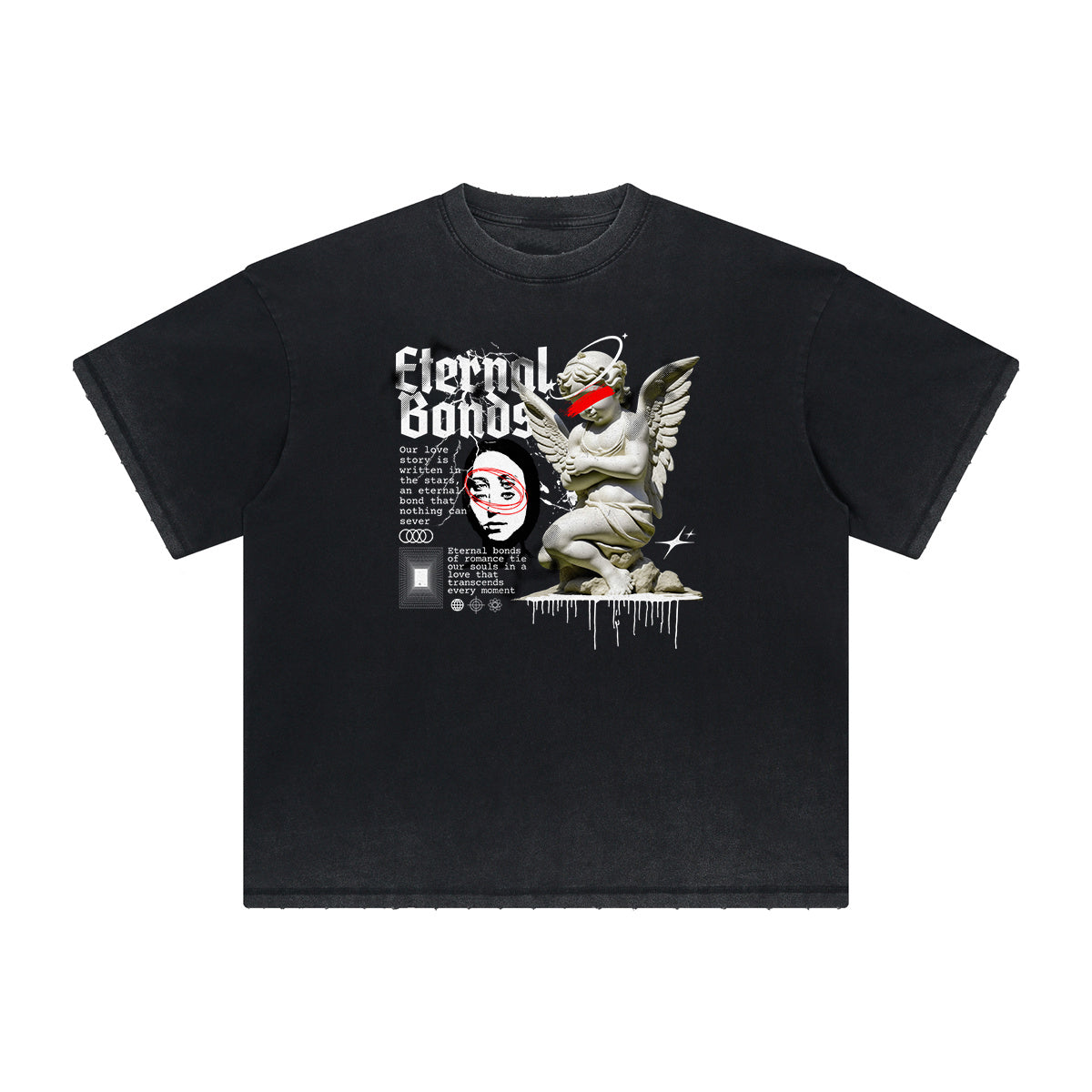 Heavyweight Washed Thick Cupid Pattern Tee