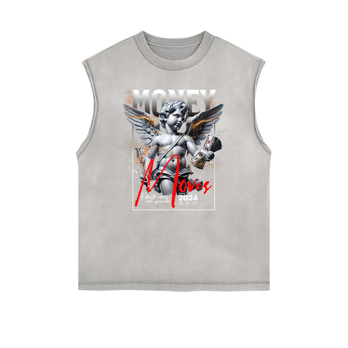 Sleeveless Playful Cupid Graphic T Shirt