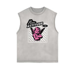 Sleeveless Playful Cupid Graphic T Shirt