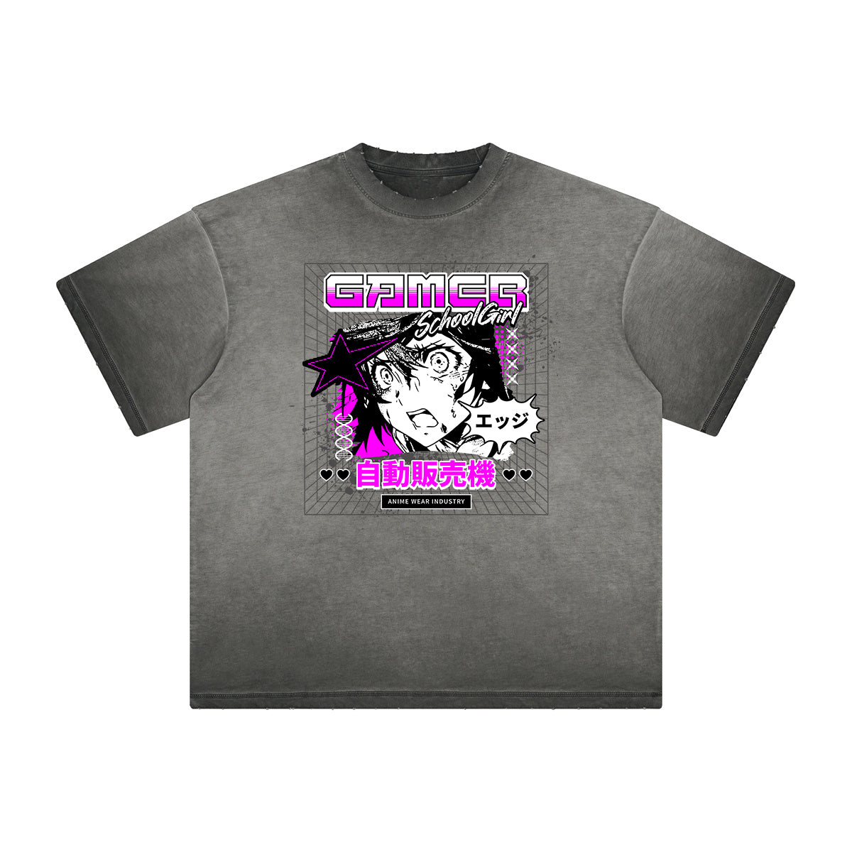 Heavyweight Distressed Anime Graphic Tee