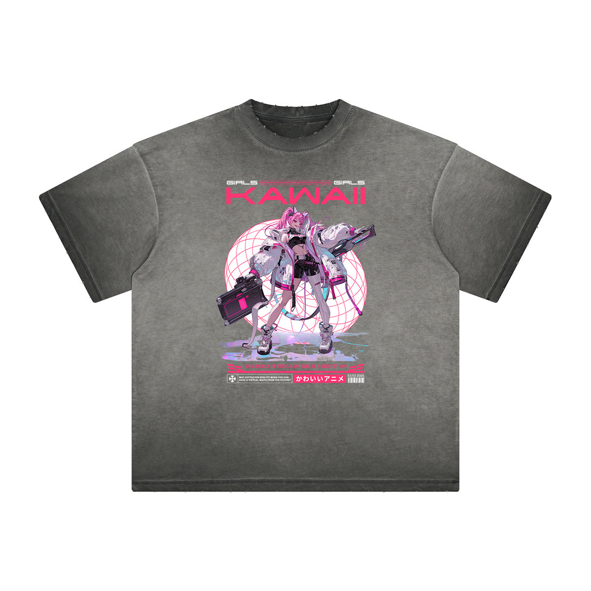 Heavyweight Distressed Anime Graphic Tee