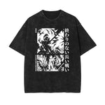 Stone Wash Anime Graphic T Shirt