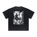 Faded Distressed Anime Pattern Tee