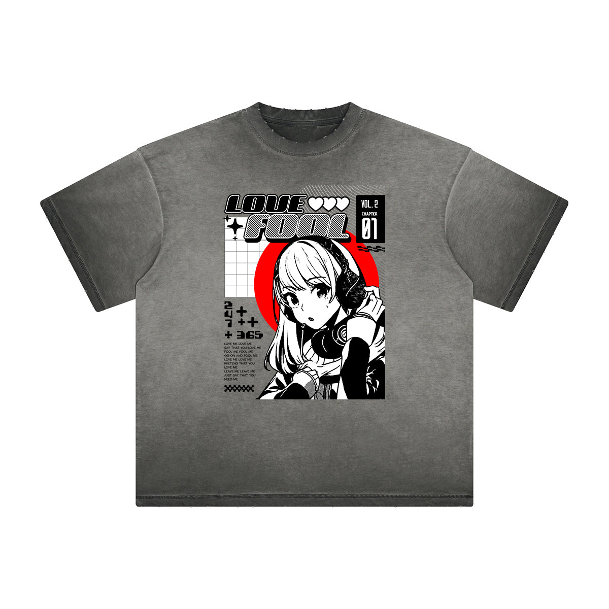 Heavyweight Distressed Anime Graphic Tee