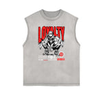 Sleeveless Stone Wash Anime Graphic Tee