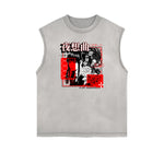 Sleeveless Stone Wash Anime Graphic Tee