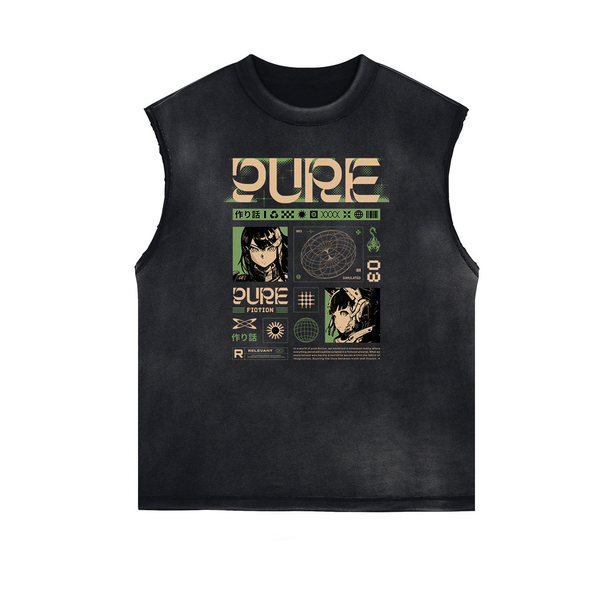 Sleeveless Thick Y2K Anime Graphic Tee