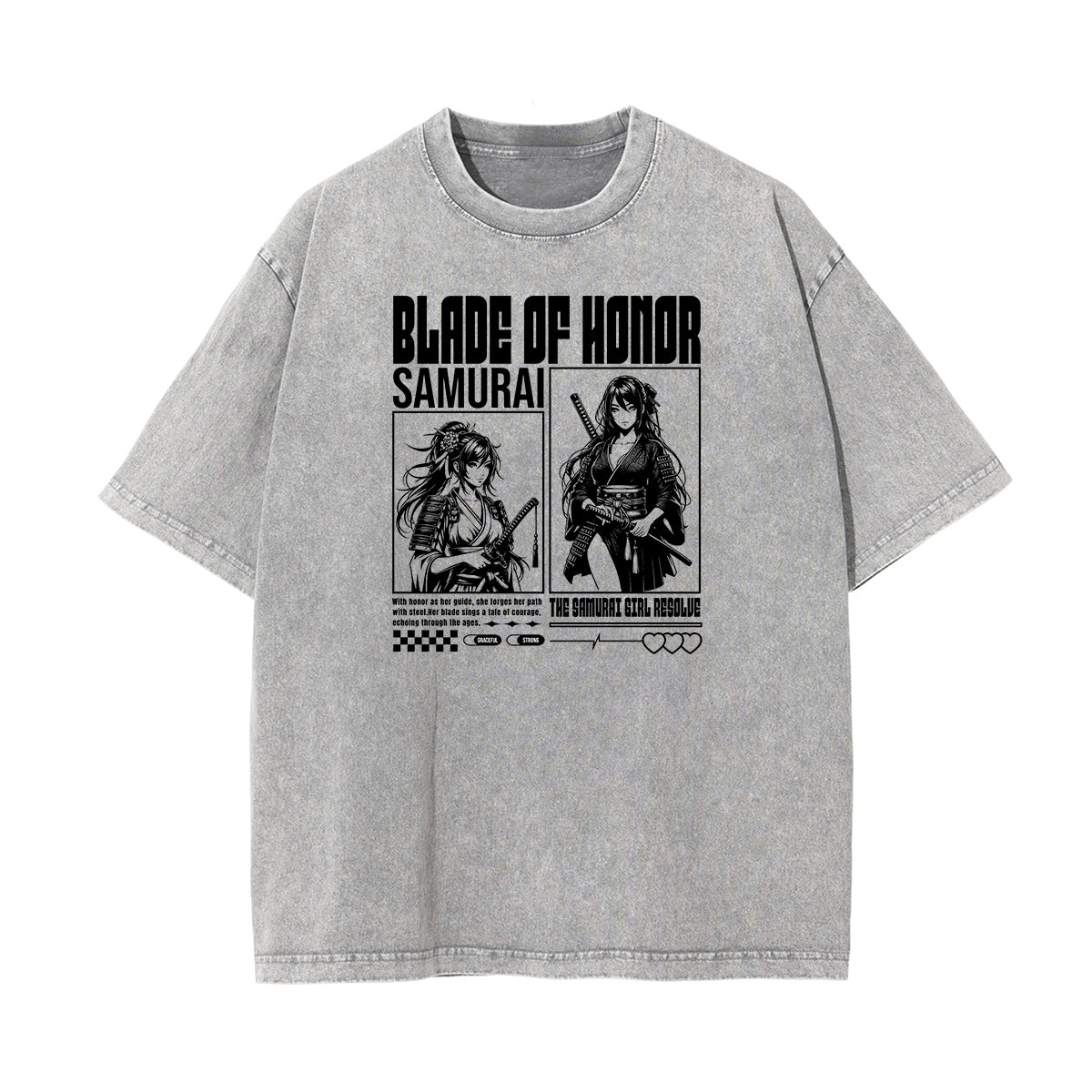 Washed Faded Y2K Anime Pattern Tee