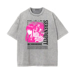 Washed Faded Y2K Anime Pattern Tee