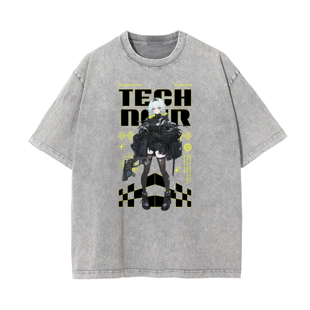 Washed Faded Y2K Anime Pattern Tee