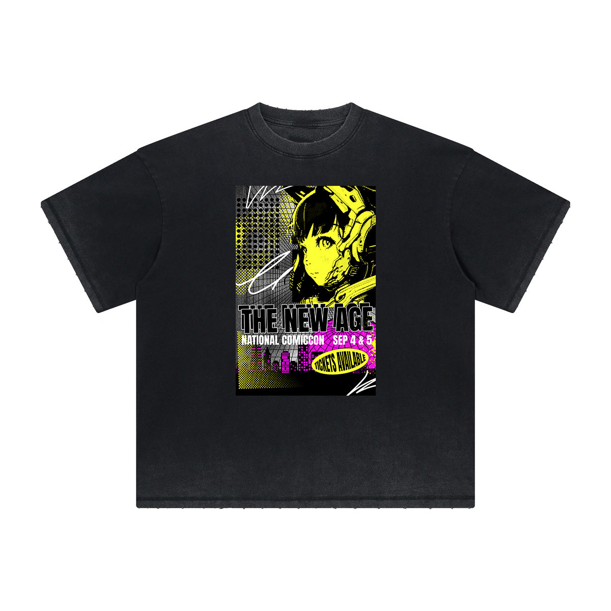 Heavyweight Distressed Y2K Anime Pattern Tee