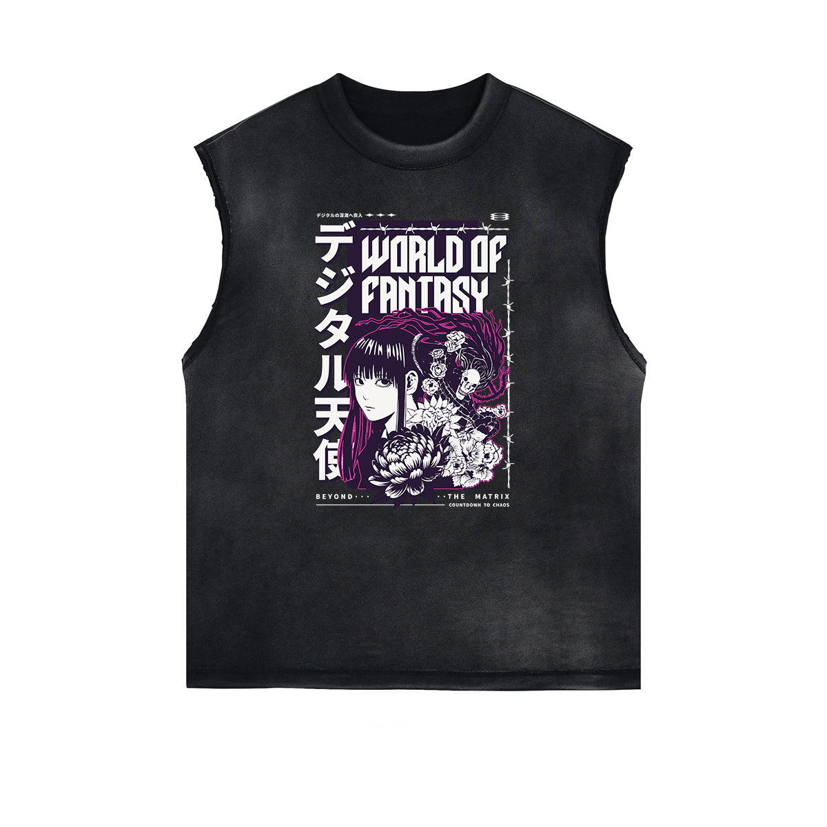 Sleeveless Y2K Anime Streetwear Graphic Tee