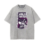 Gray Y2K Anime Streetwear Graphic Tee