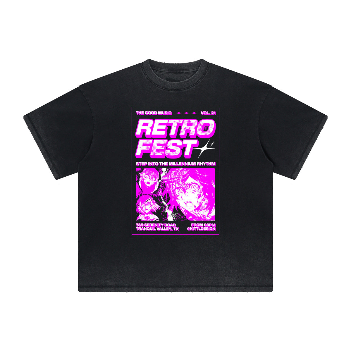 Distressed Y2K Anime Streetwear Graphic Tee