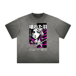 Distressed Y2K Anime Streetwear Pattern Tee